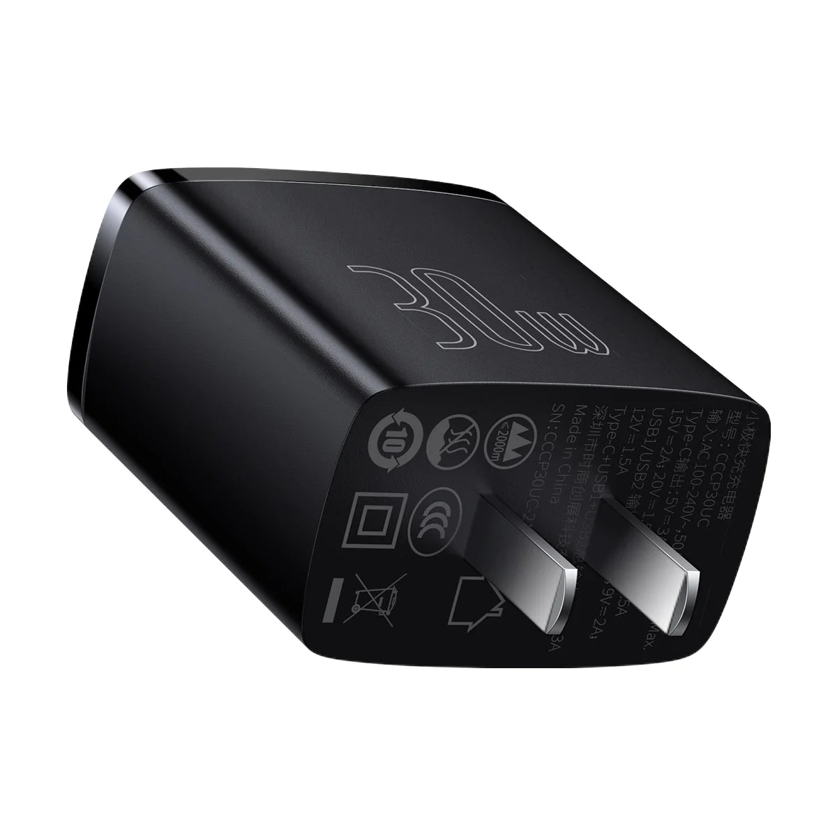 Baseus Compact Quick Charger 2U+C 30W Type C PD Fast Charging 3 Ports USB Baseus Compact Quick Charger 2U+C 30W Type C PD Fast Charging 3 Ports USB